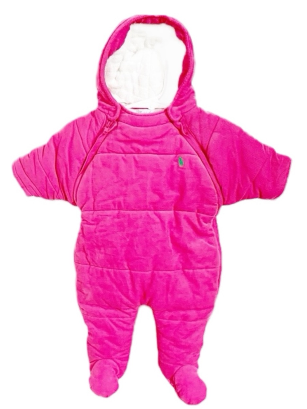 Ralph Lauren One Piece Quilted Thin Waled Corduroy Hood Snowsuit Bunting Lining